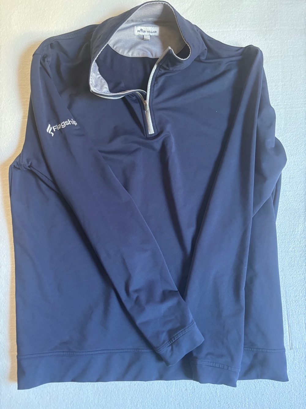 Peter Millar Navy and Gray Half-Zip Performance Pullover Flagship